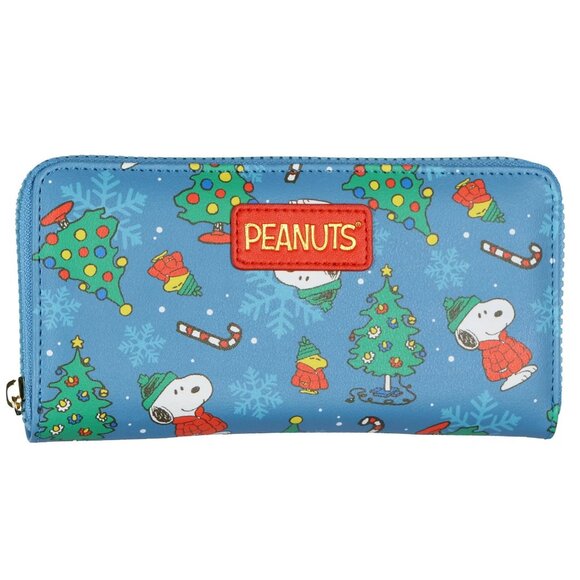 Peanuts Zip Around Wallet Snoopy and Woodstock Holiday Faux Leather Clutch NWT - Picture 1 of 5